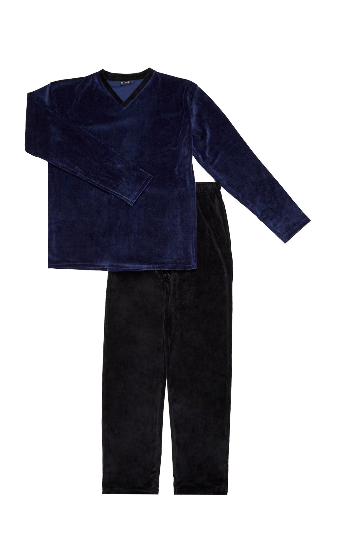 Pyjama long Homme manches longues en polaire Boria Marine 1