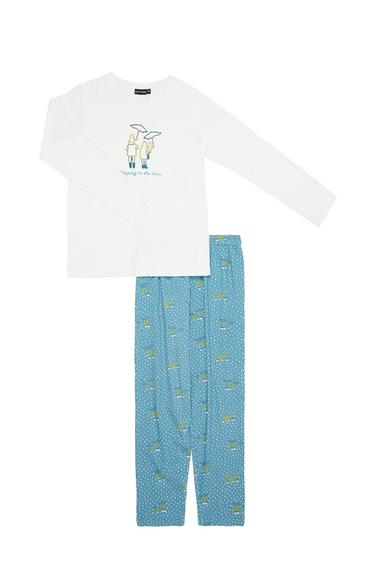 Pyjama long Enfant Sleeping in the rain Bleu 1