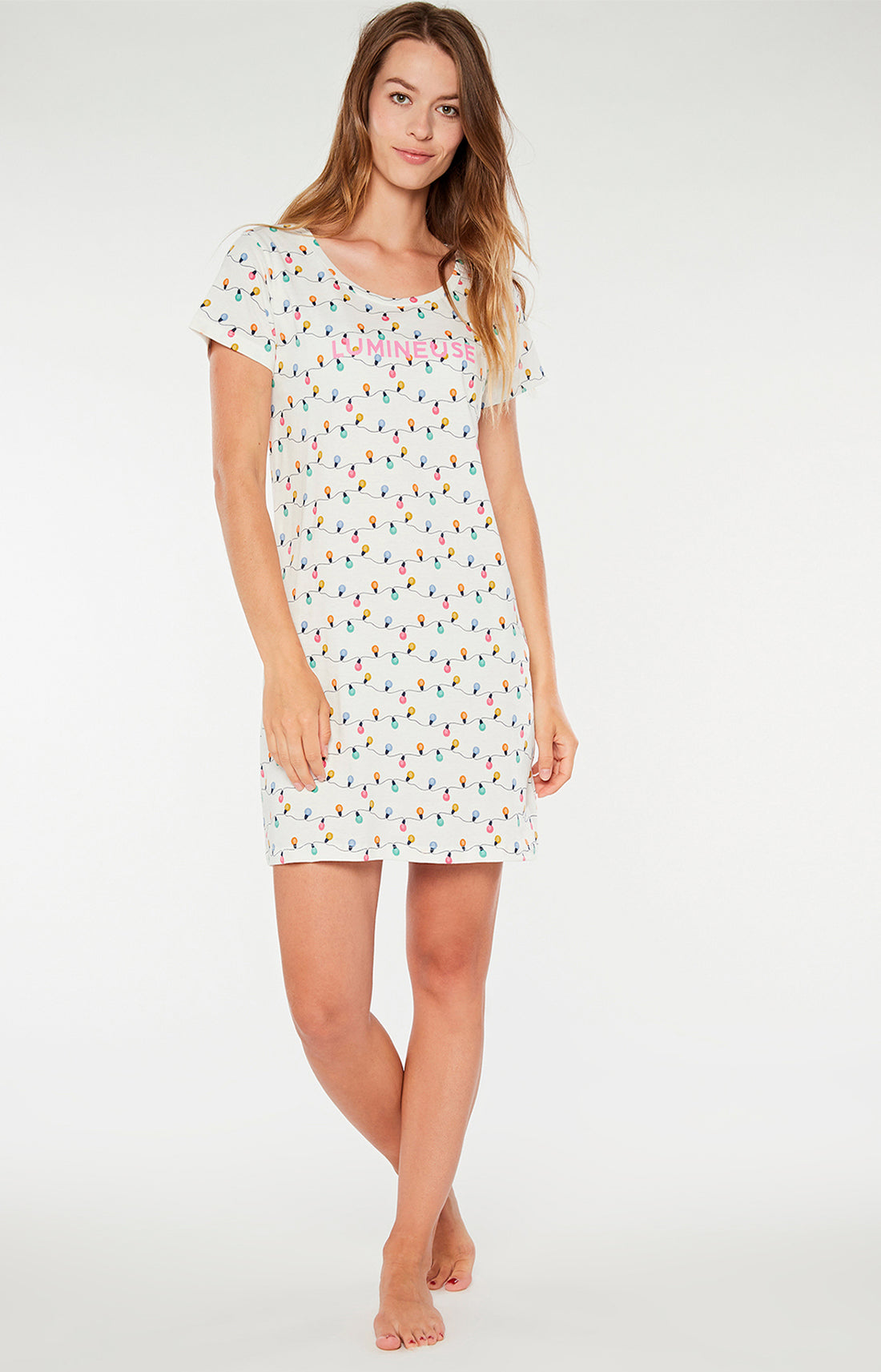 Chemise de Nuit Femme Ampoule Blanc et Ivoire 2