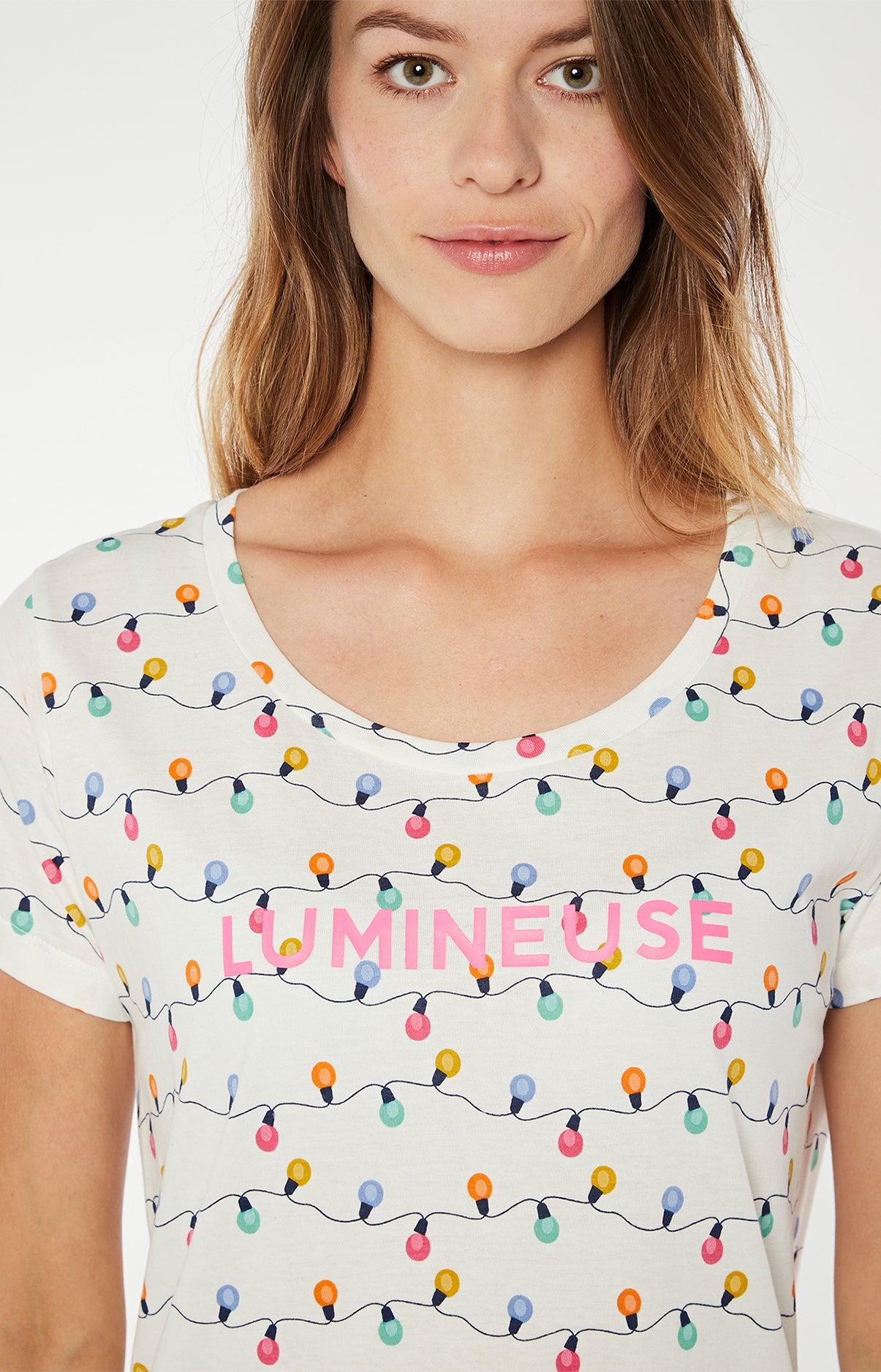 Chemise de Nuit Femme Ampoule Blanc et Ivoire 4