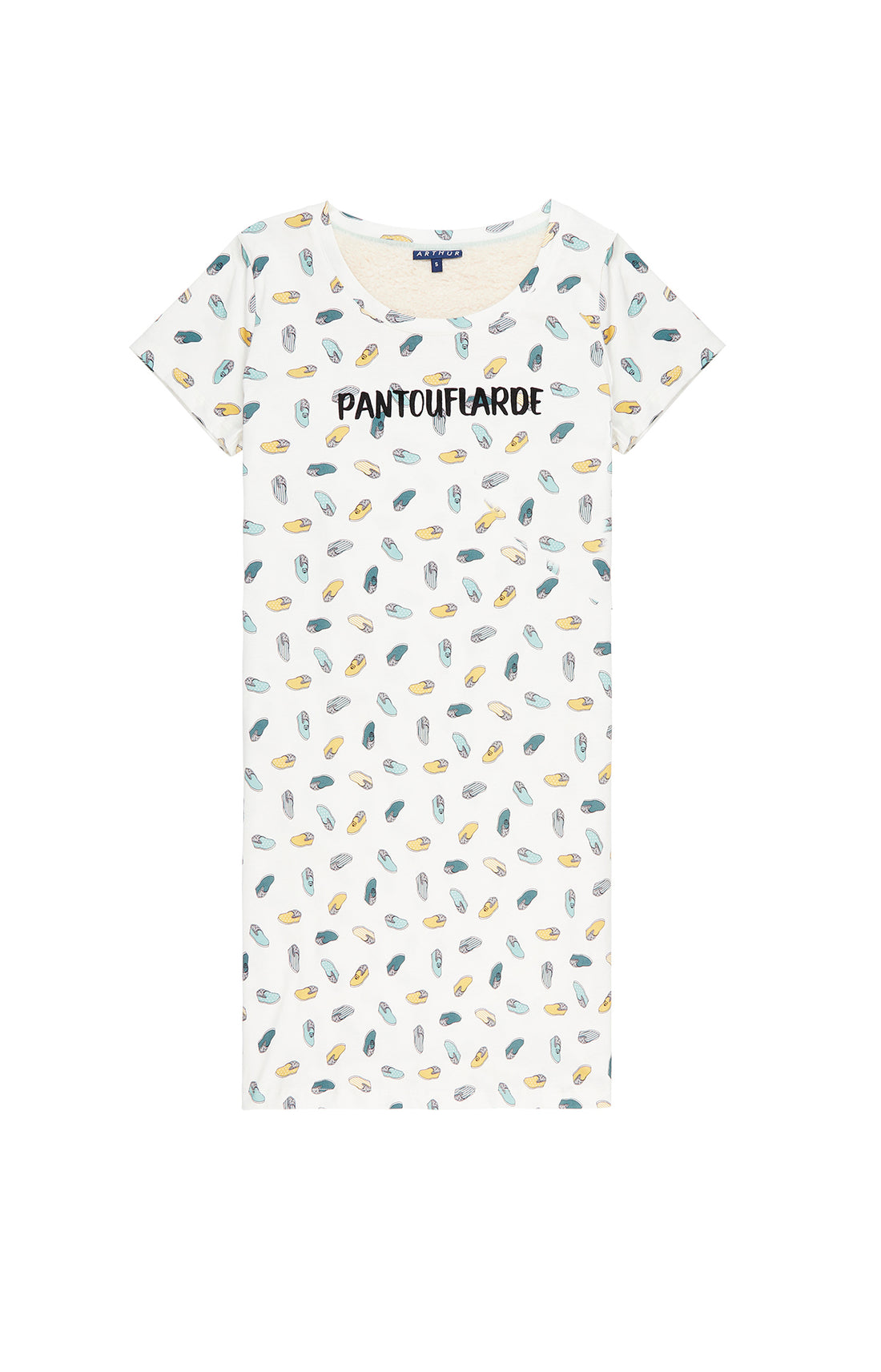 Chemise de Nuit Femme Pantouflard Blanc et Ivoire 3