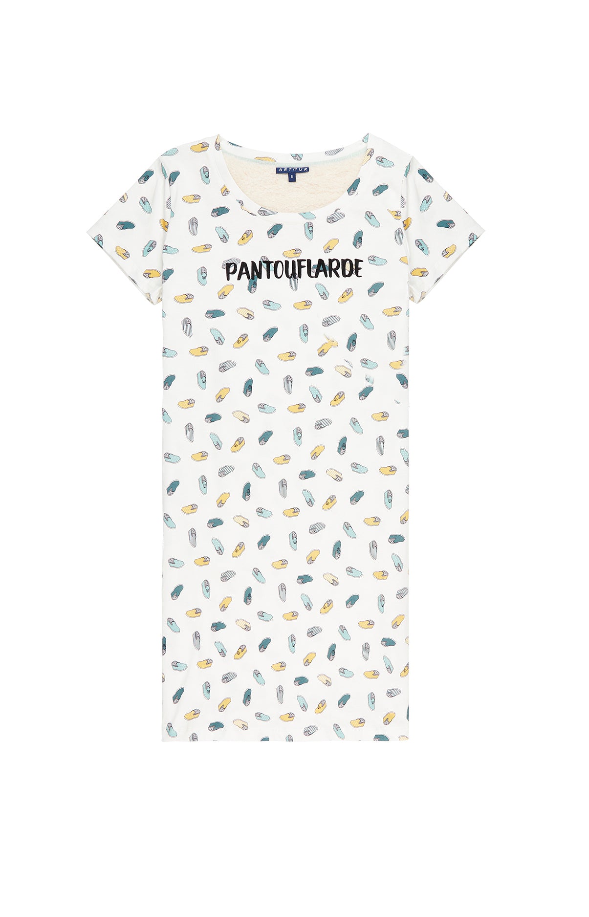 Chemise de Nuit Femme Pantouflard Blanc et Ivoire 3