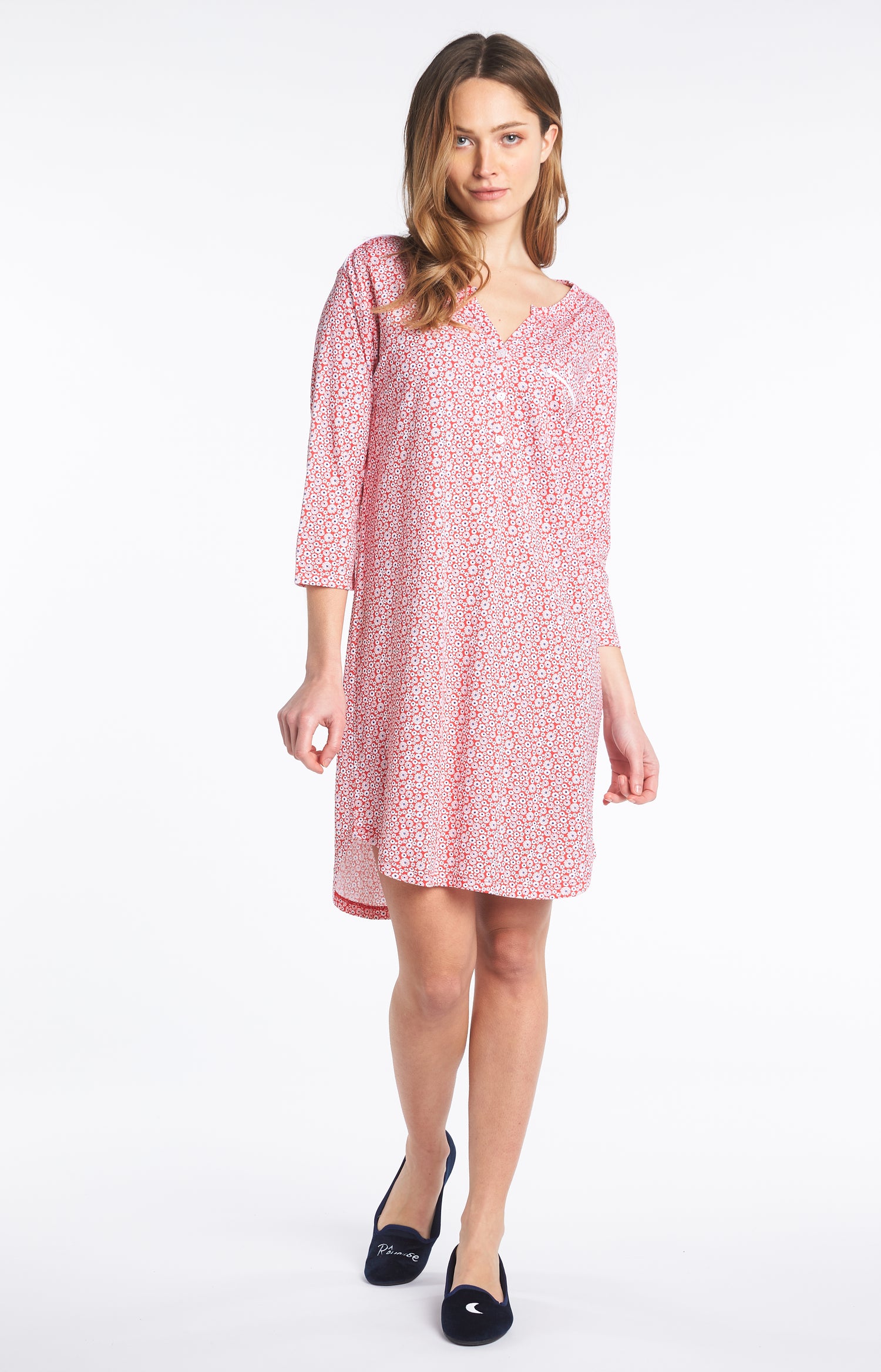 Chemise de nuit Femme Marguerite Rouge 5