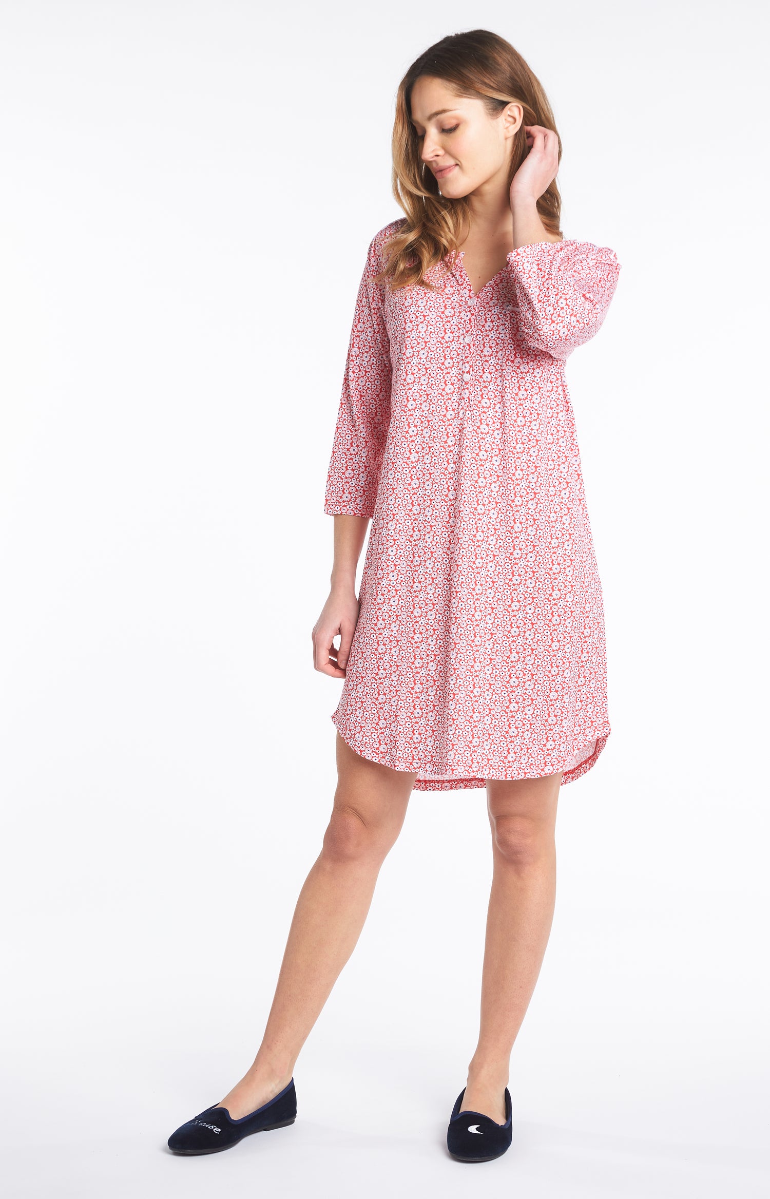Chemise de nuit Femme Marguerite Rouge 1