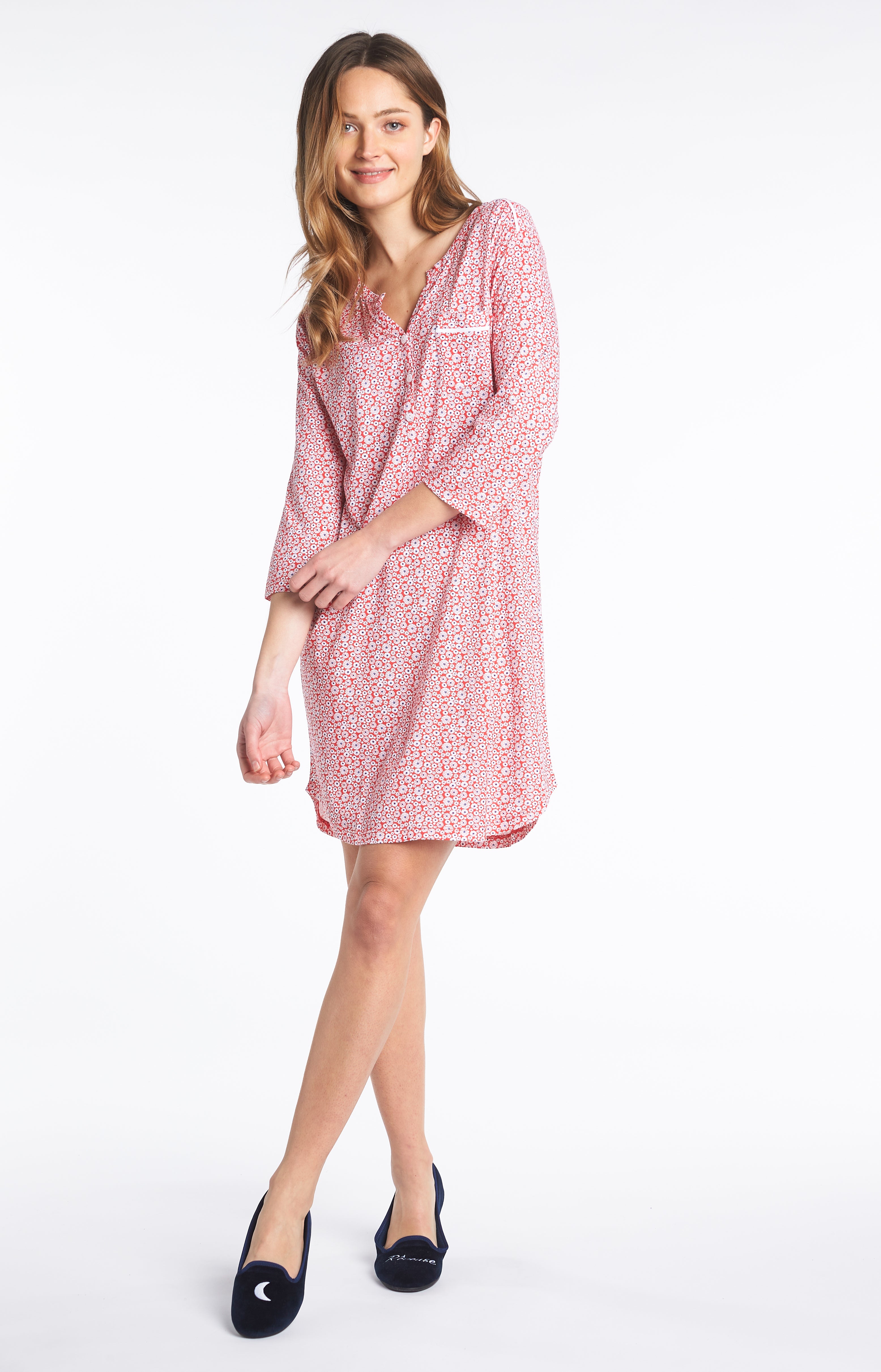 Chemise de nuit Femme Marguerite Rouge 6