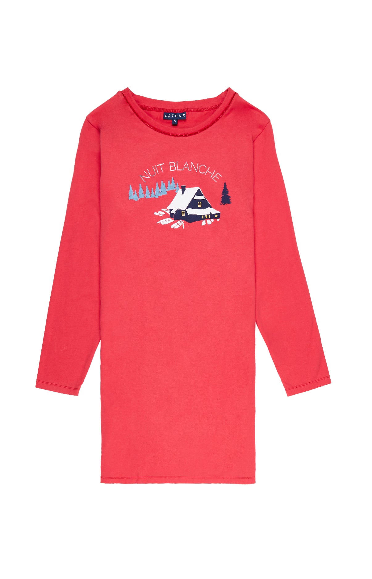 Chemise de Nuit Femme Petits Chalets Rouge 3