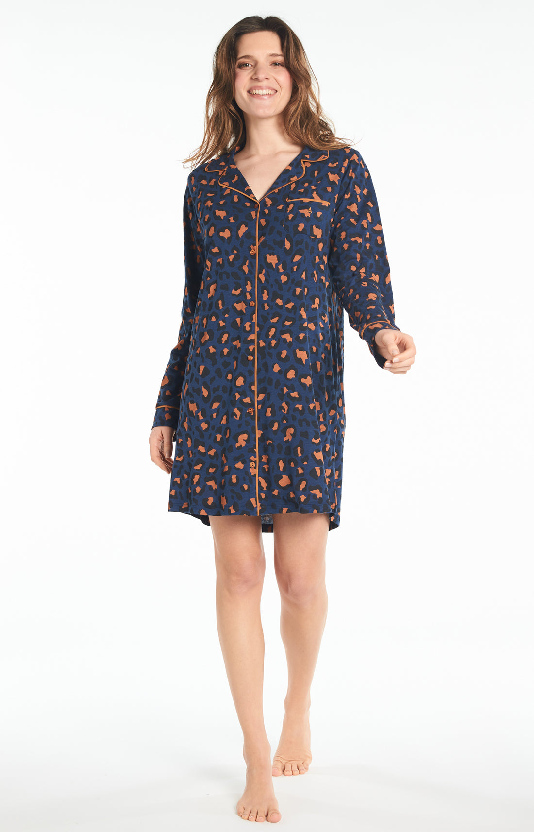 Chemise de Nuit Femme Leopard Marine 2