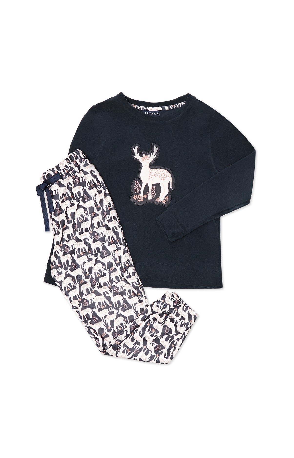 Pyjama long Enfant Polaire Biche Marine 3
