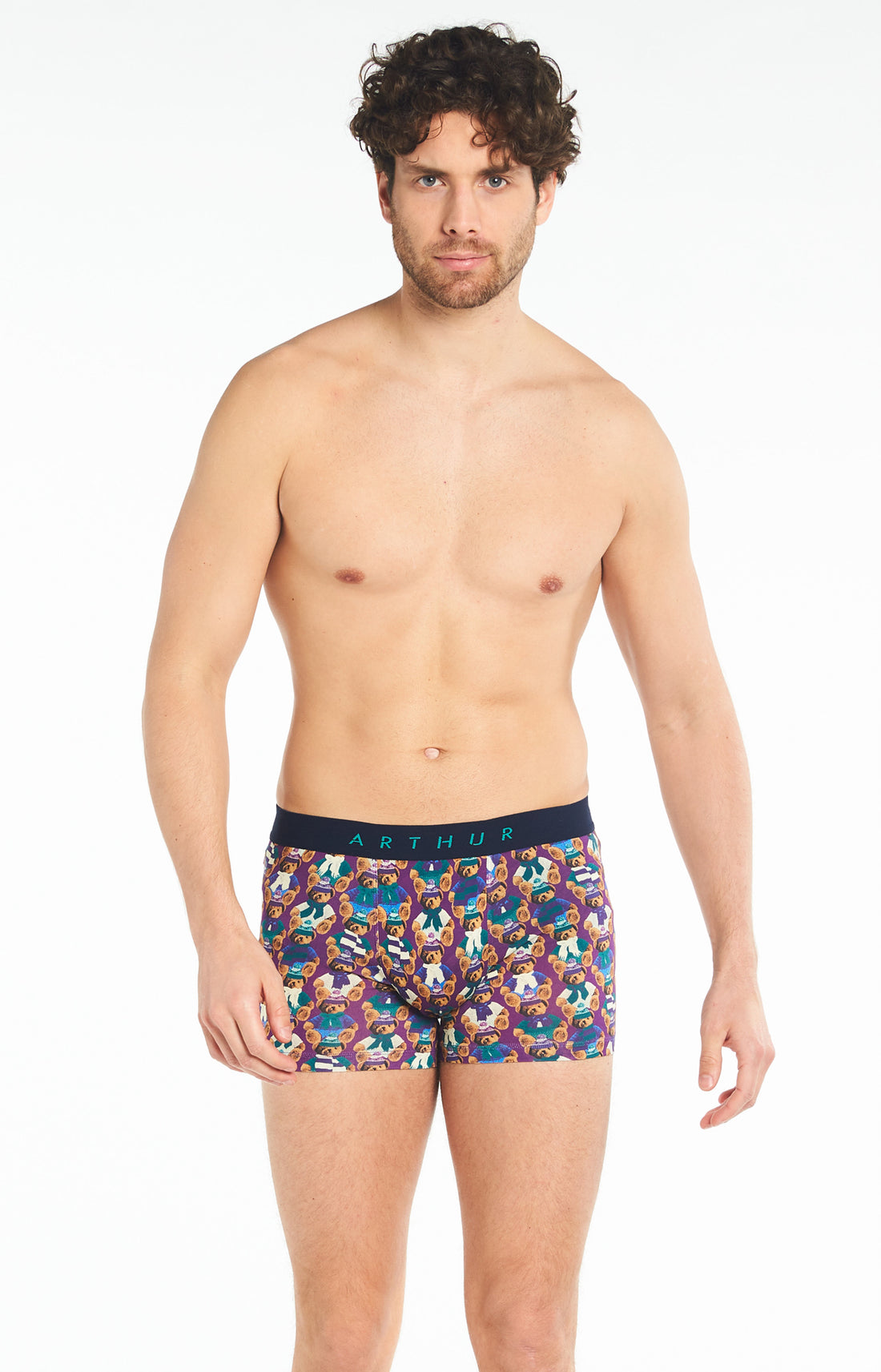Boxer Homme Teddy Violet et Bordeaux 1