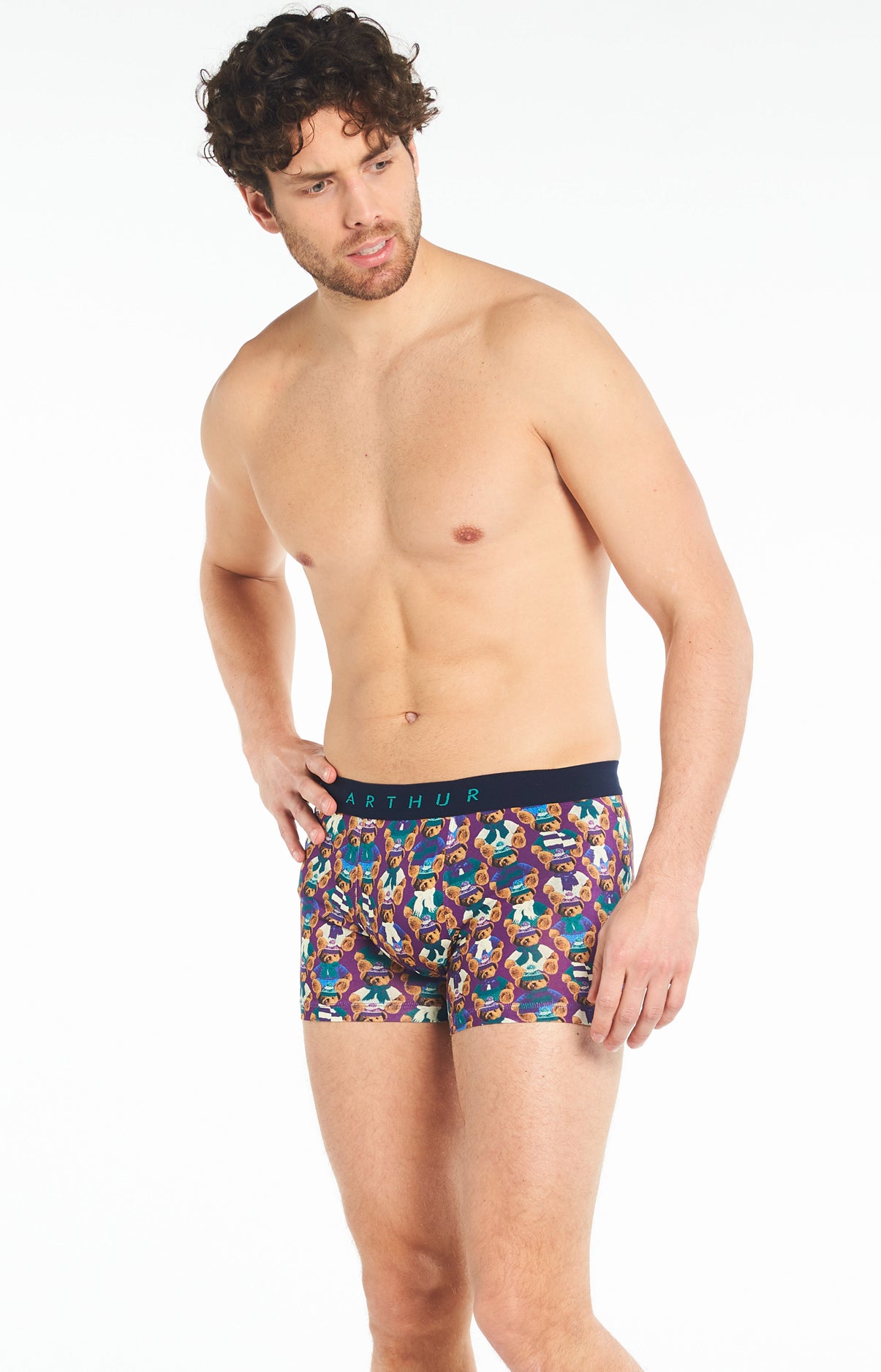 Boxer Homme Teddy Violet et Bordeaux 4
