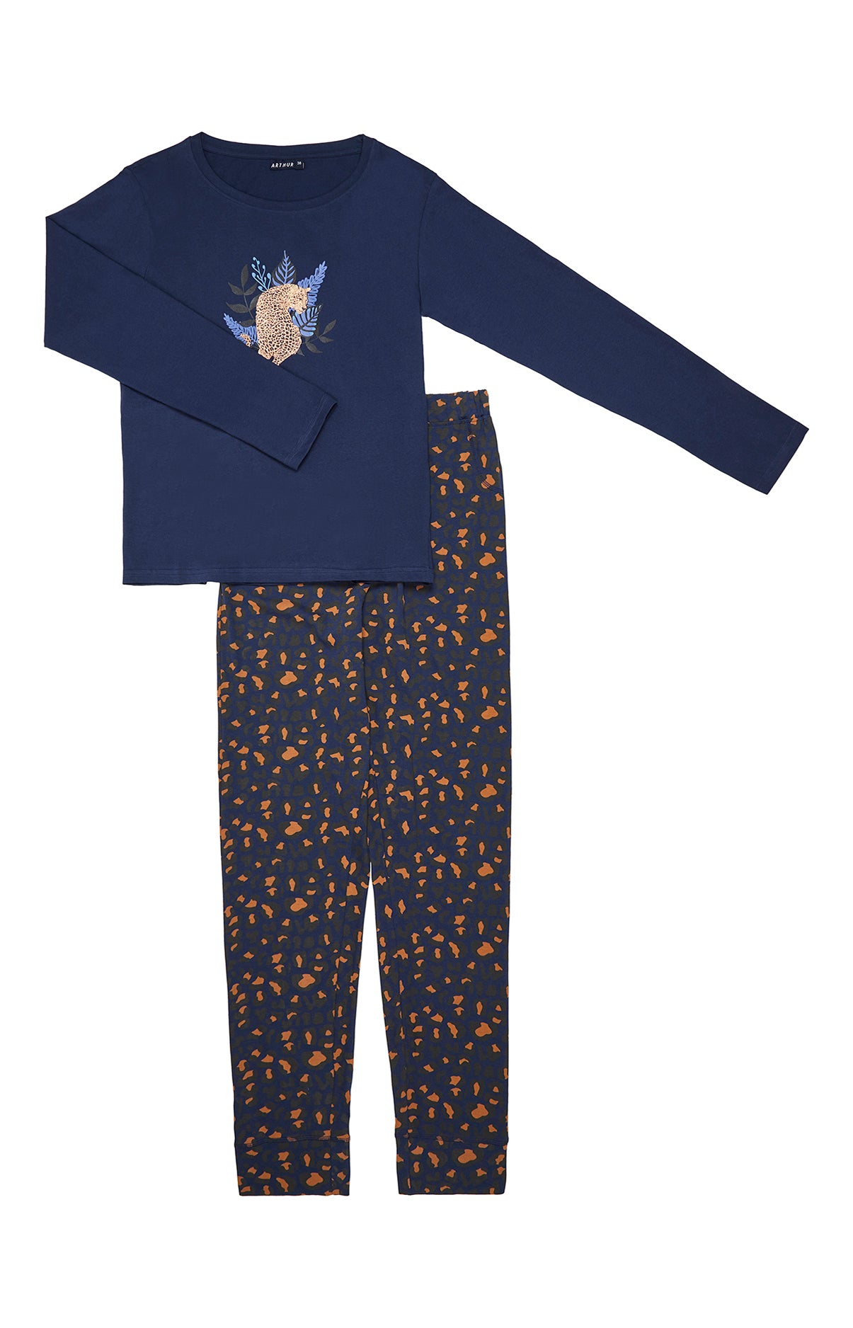 Pyjama long Femme Léopard Marine 1
