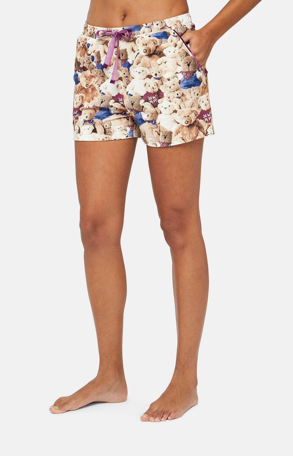 Short Femme Teddy Beige et Marron 2