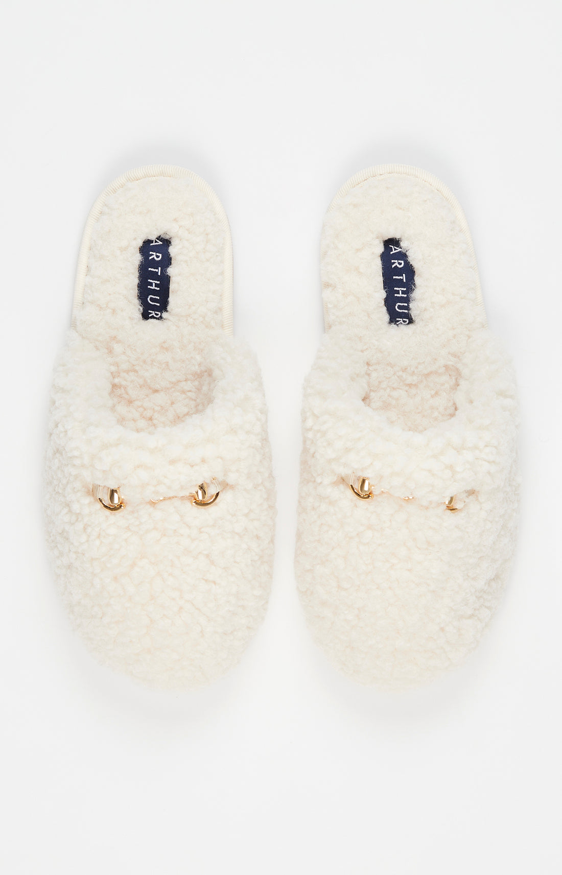 Mules Femme Polaire Unies Blanc et Ivoire 2
