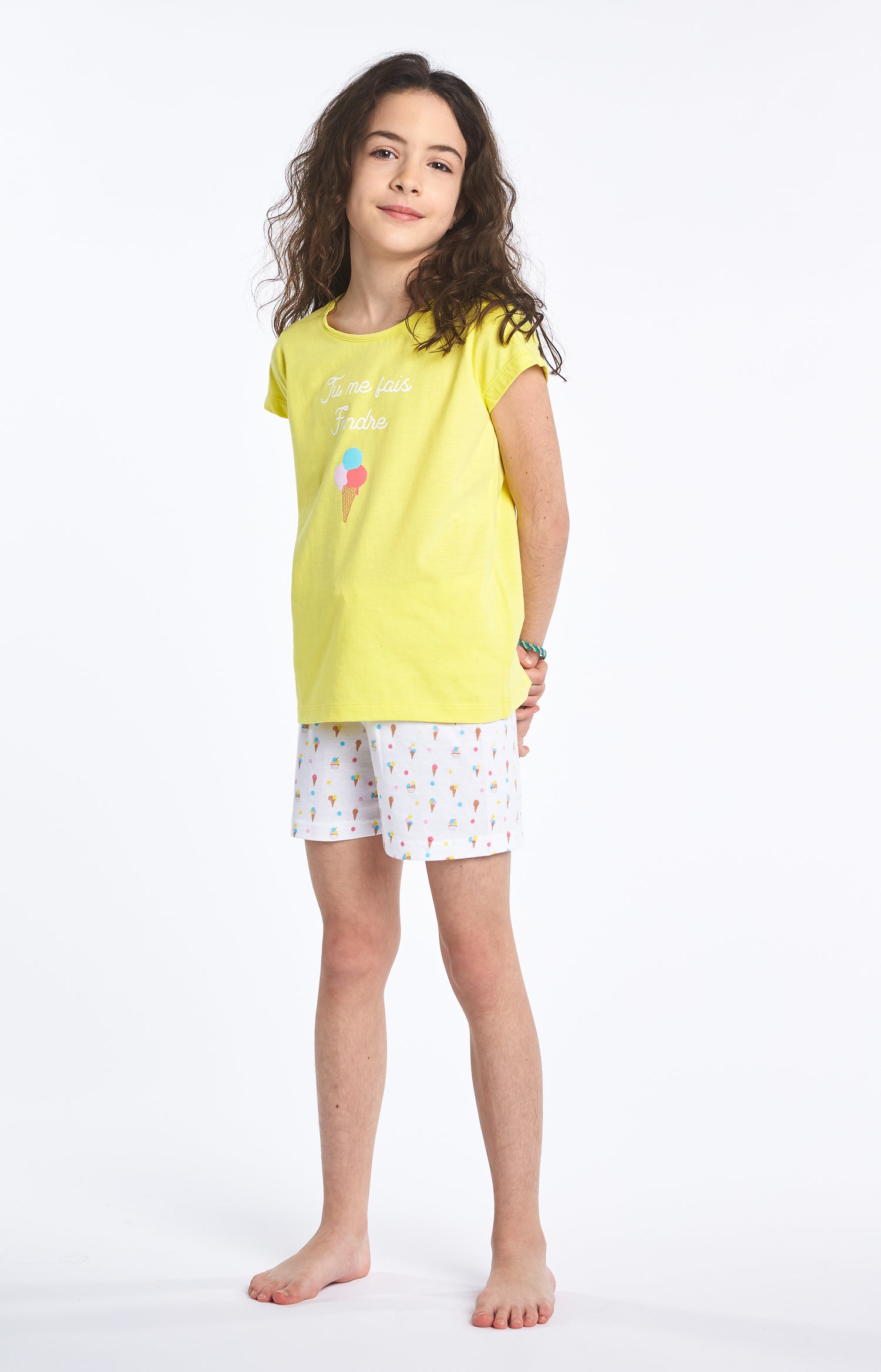 Pyjama court Enfant Icecream Blanc et Ivoire 1