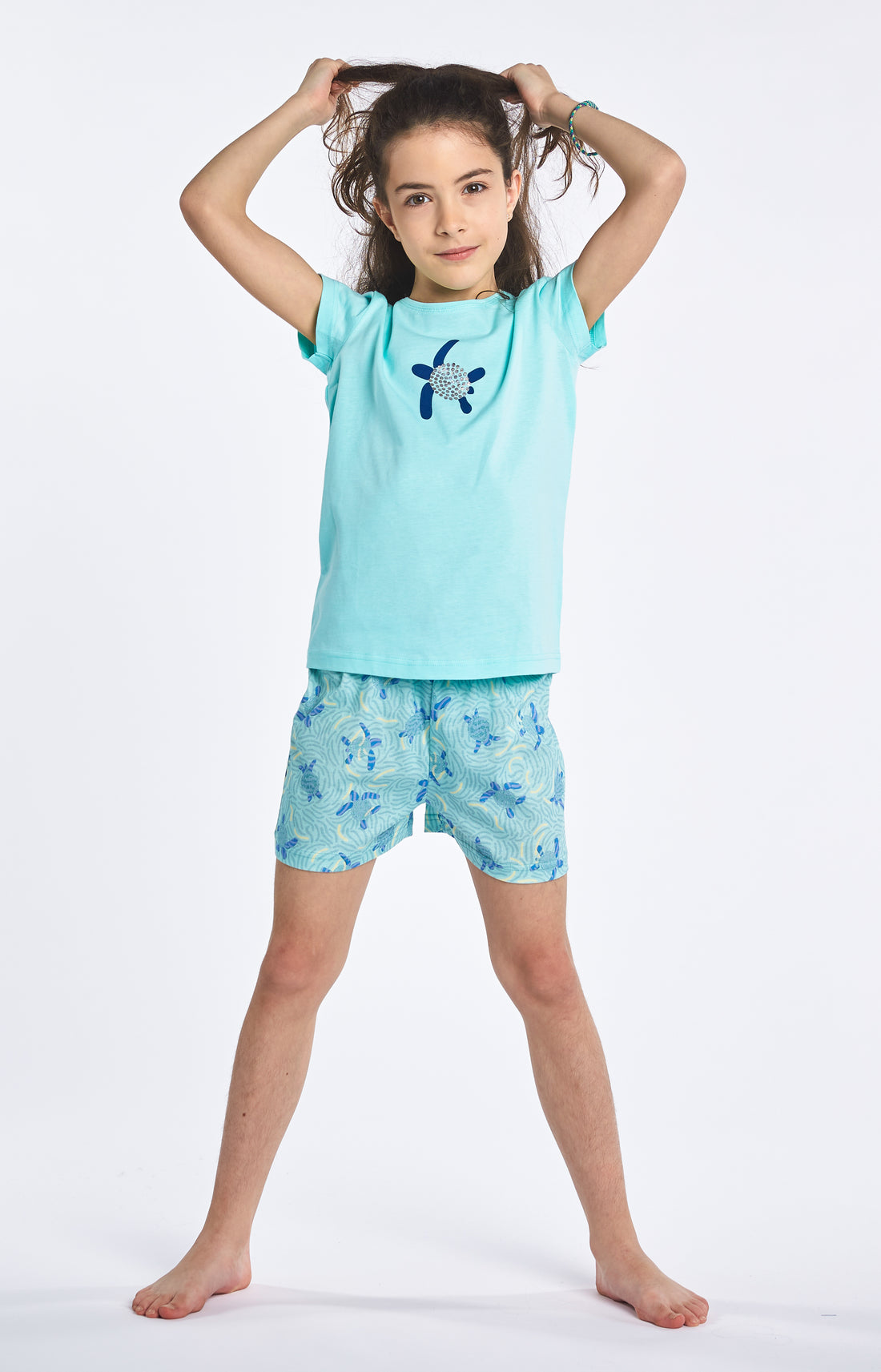 Pyjama court Enfant Tortue Bleu 2