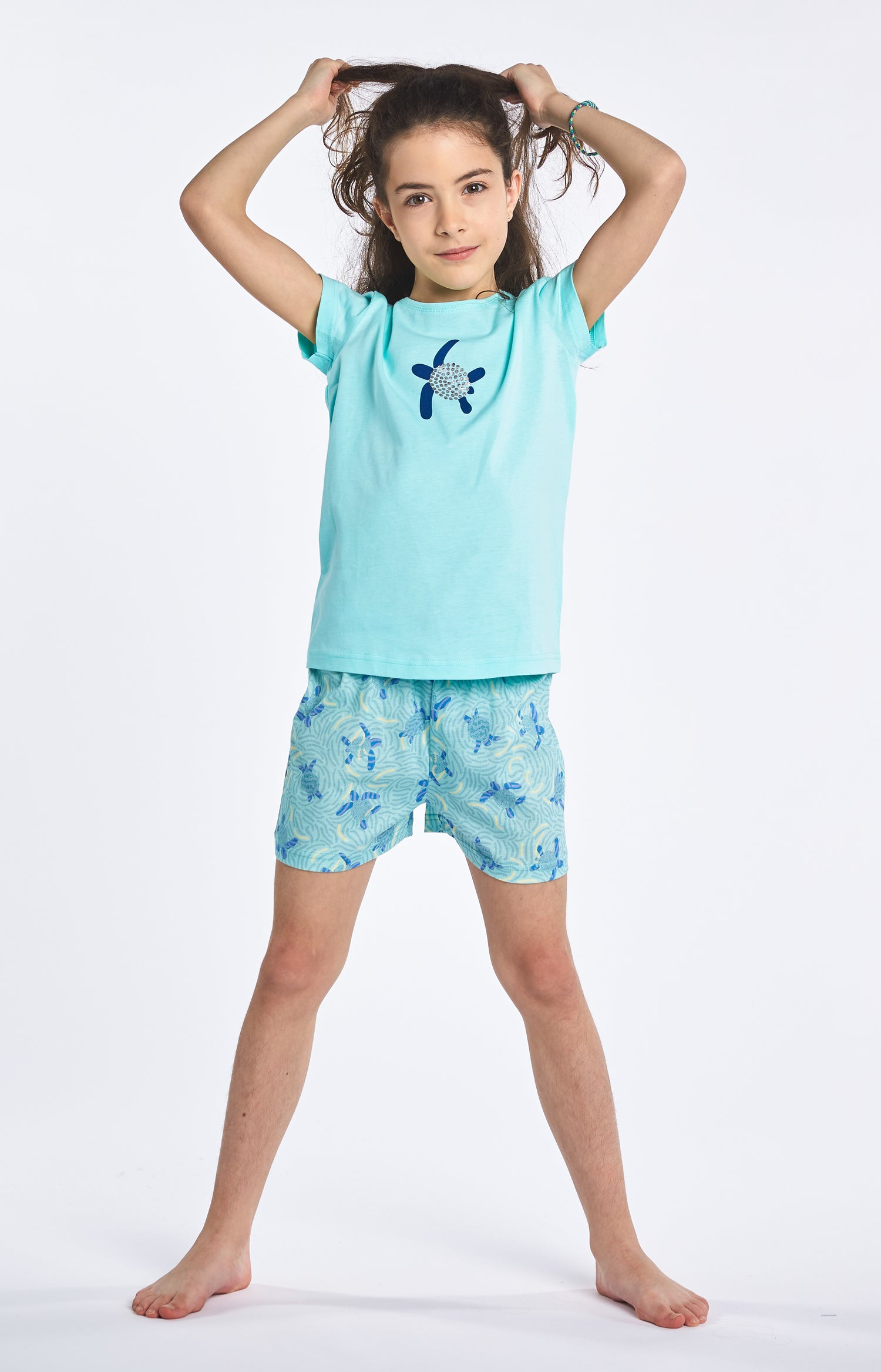 Pyjama court Enfant Tortue Bleu 2