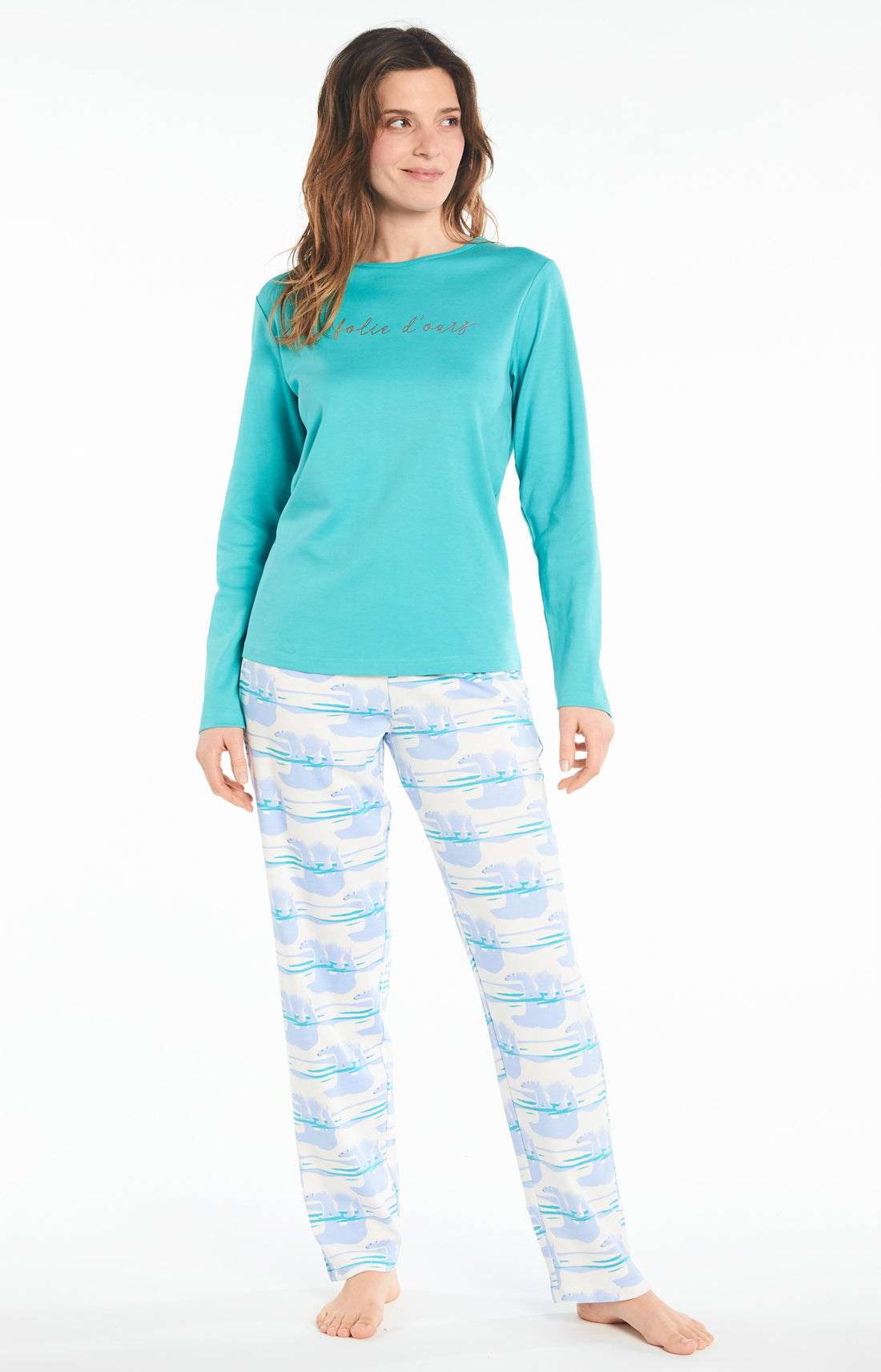 Pyjama long Femme Ours Bleu 1