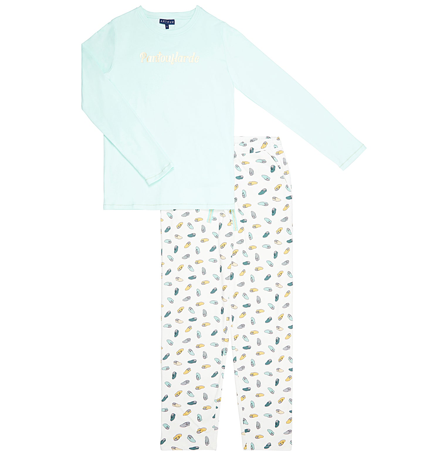 Pyjama long Homme Pantouflard Blanc et Ivoire 9