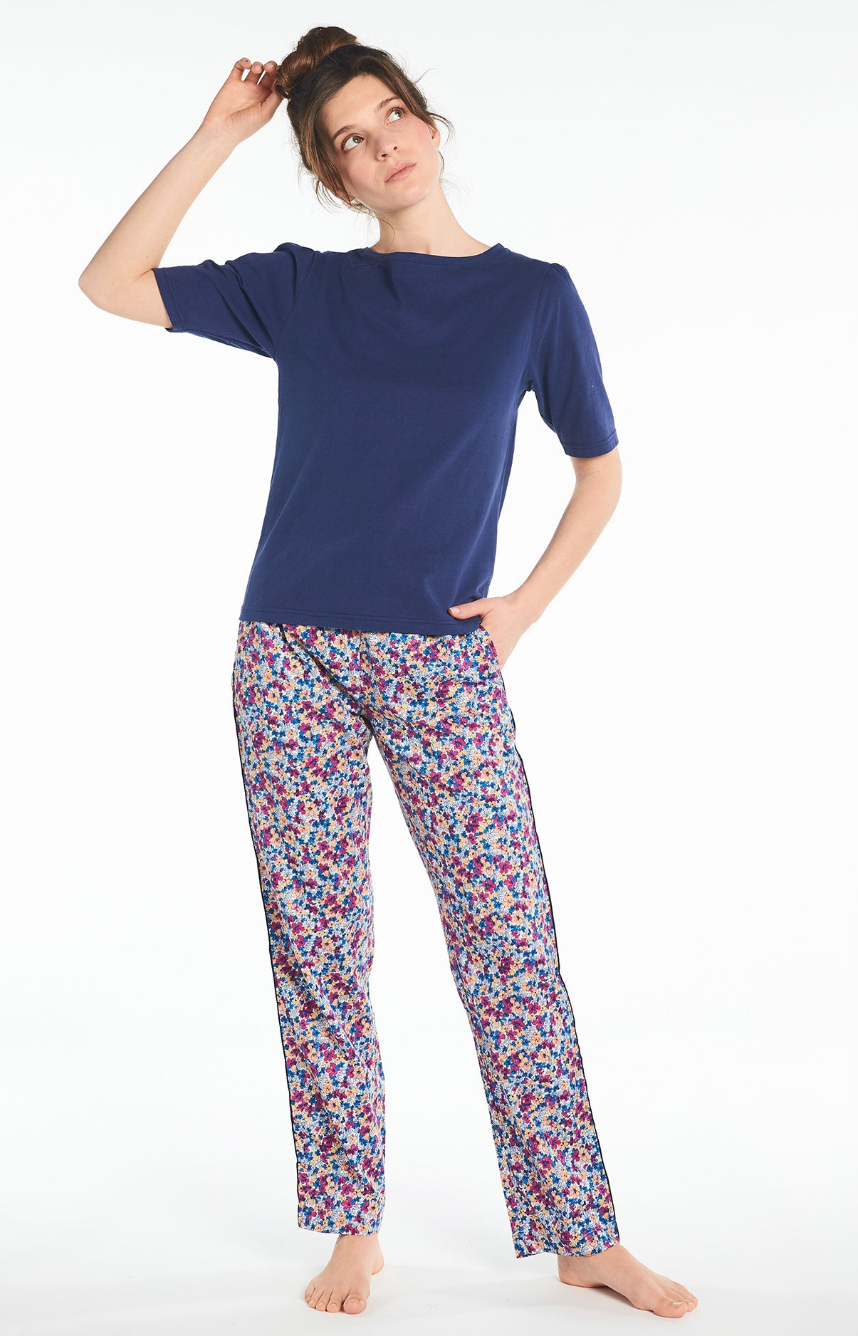 Tee-shirt Femme Uni Marine 11