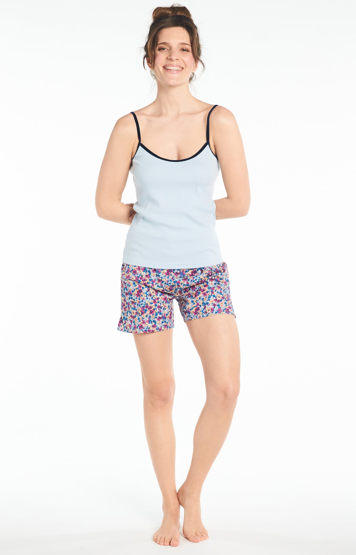 Short Femme Fleur Violet et Bordeaux 7