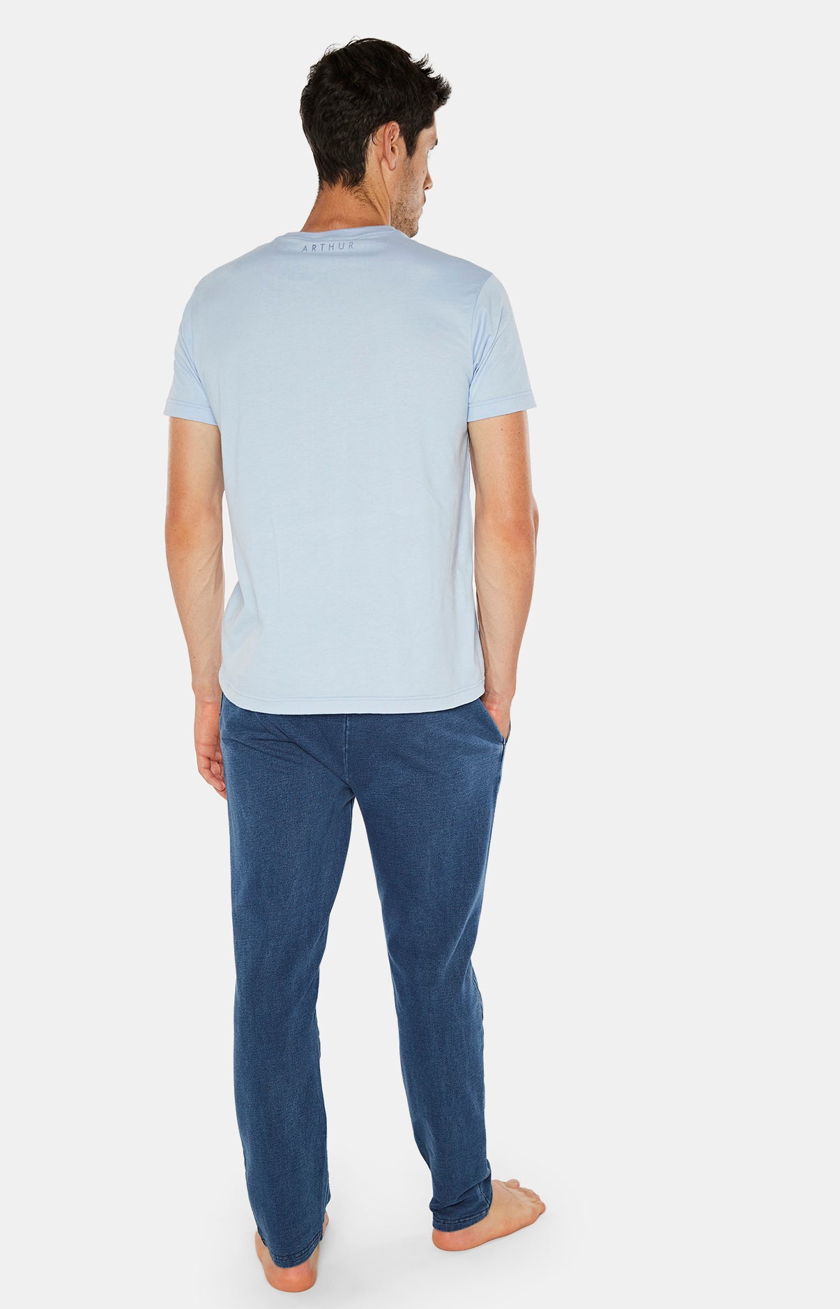 Tee-shirt Homme manches courtes uni Bleu 5