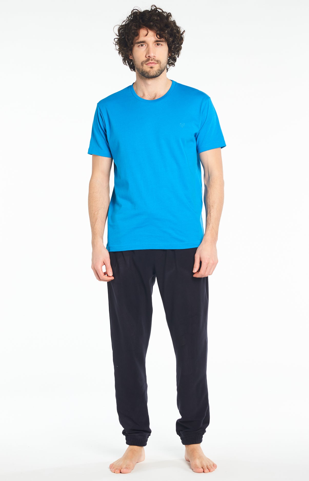 Tee-shirt Homme Uni Bleu 18