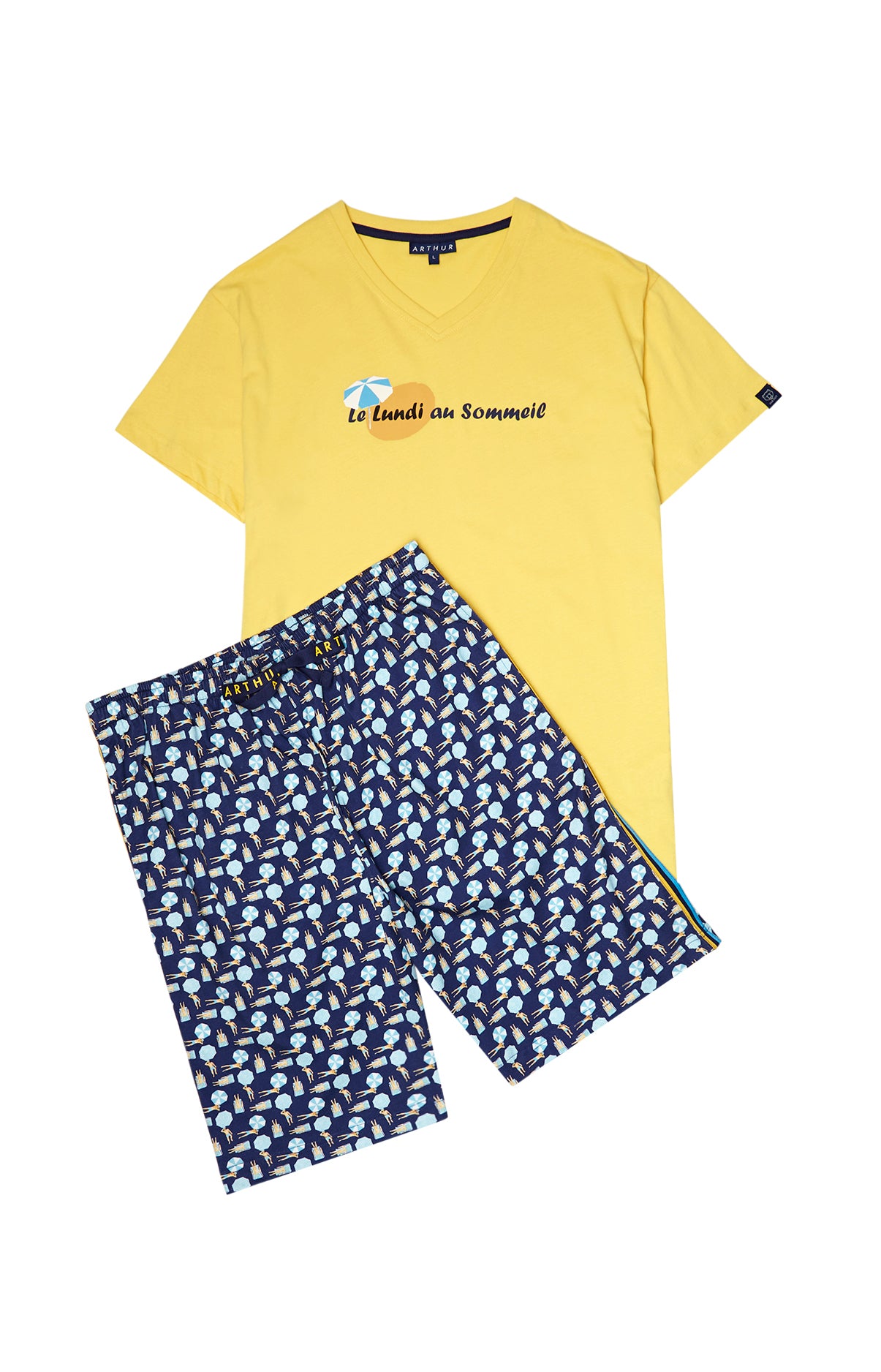 Pyjashort Homme Lundi au Sommeil Marine 3