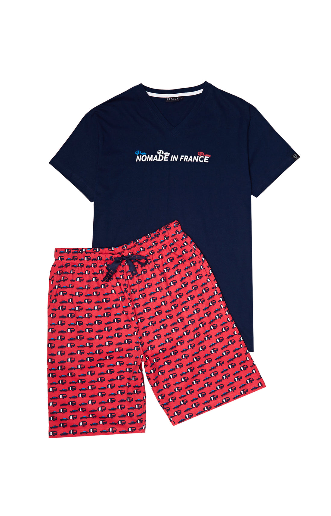 Pyjashort Homme Nomade in France Rouge 3