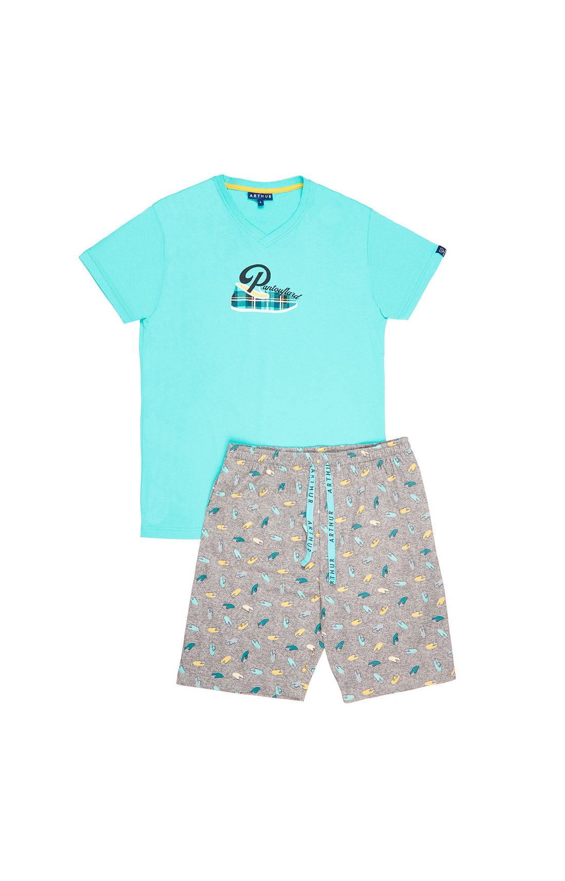 Pyjashort Homme Pantouflard Gris 3
