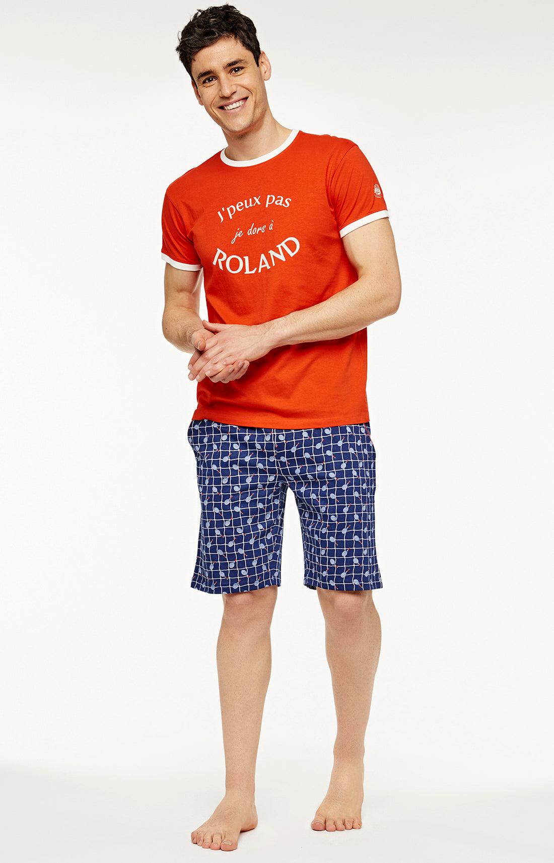 Pyjashort Homme Roland Garros Blanc et Ivoire 1