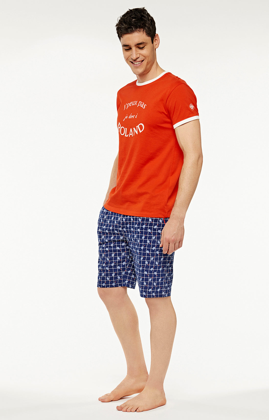 Pyjashort Homme Roland Garros Blanc et Ivoire 2