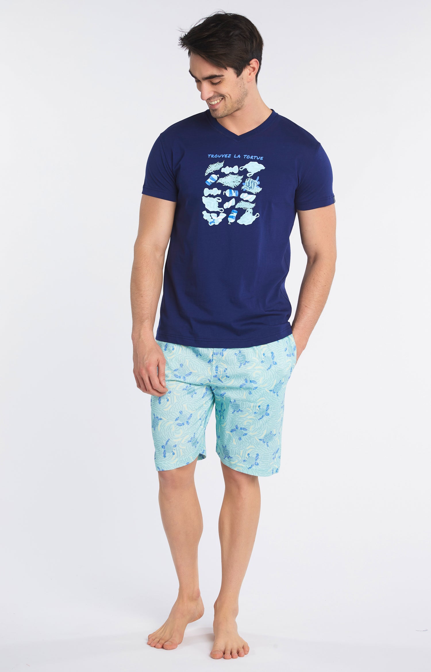 Pyjashort Homme Tortue Bleu 4
