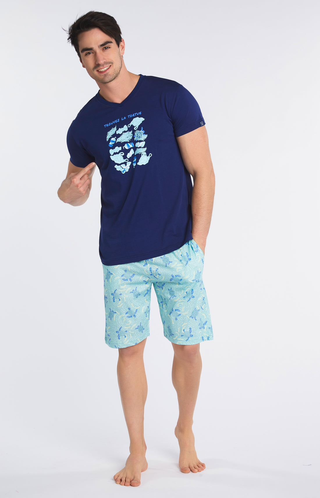 Pyjashort Homme Tortue Bleu 1