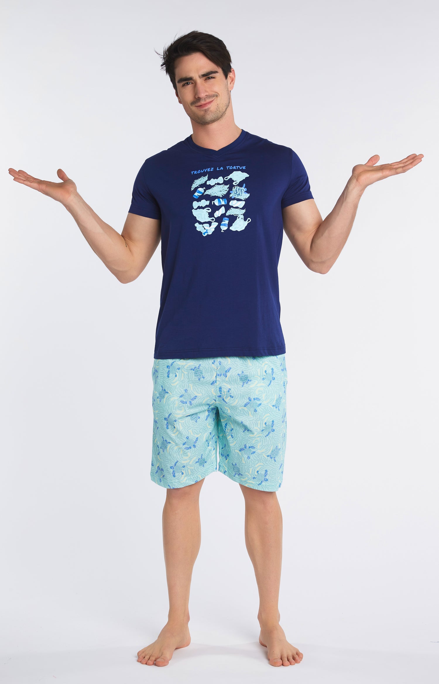 Pyjashort Homme Tortue Bleu 5