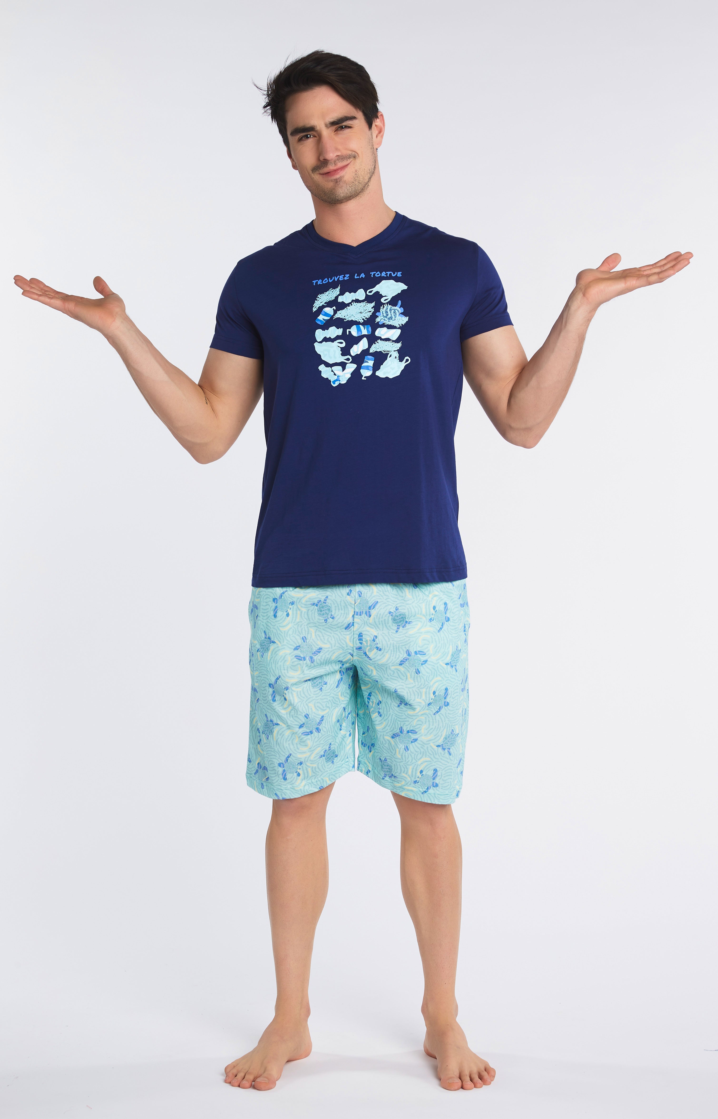 Pyjashort Homme Tortue Bleu 5