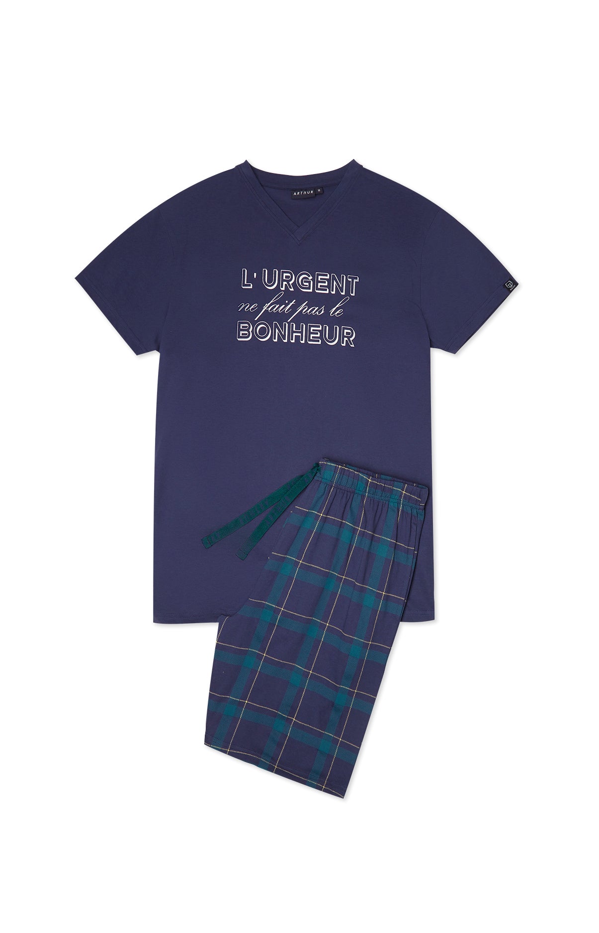 Pyjashort Homme Urgent ne fait pas Bonheur Marine 3