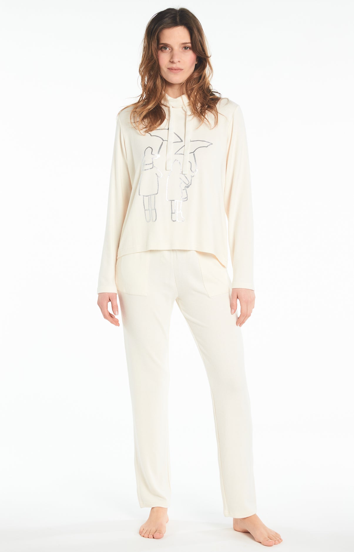 Pyjama Uni Femme Blanc et Ivoire 2