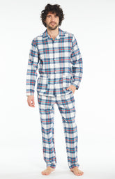 Pyjama long boutonné Homme Logan Blanc et Ivoire 1