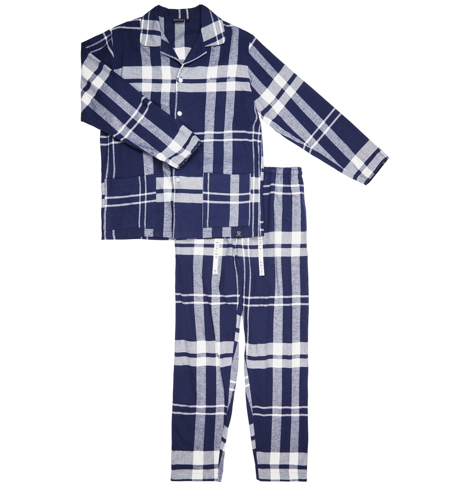 Pyjama long boutonné Homme Big Carreaux Marine 4