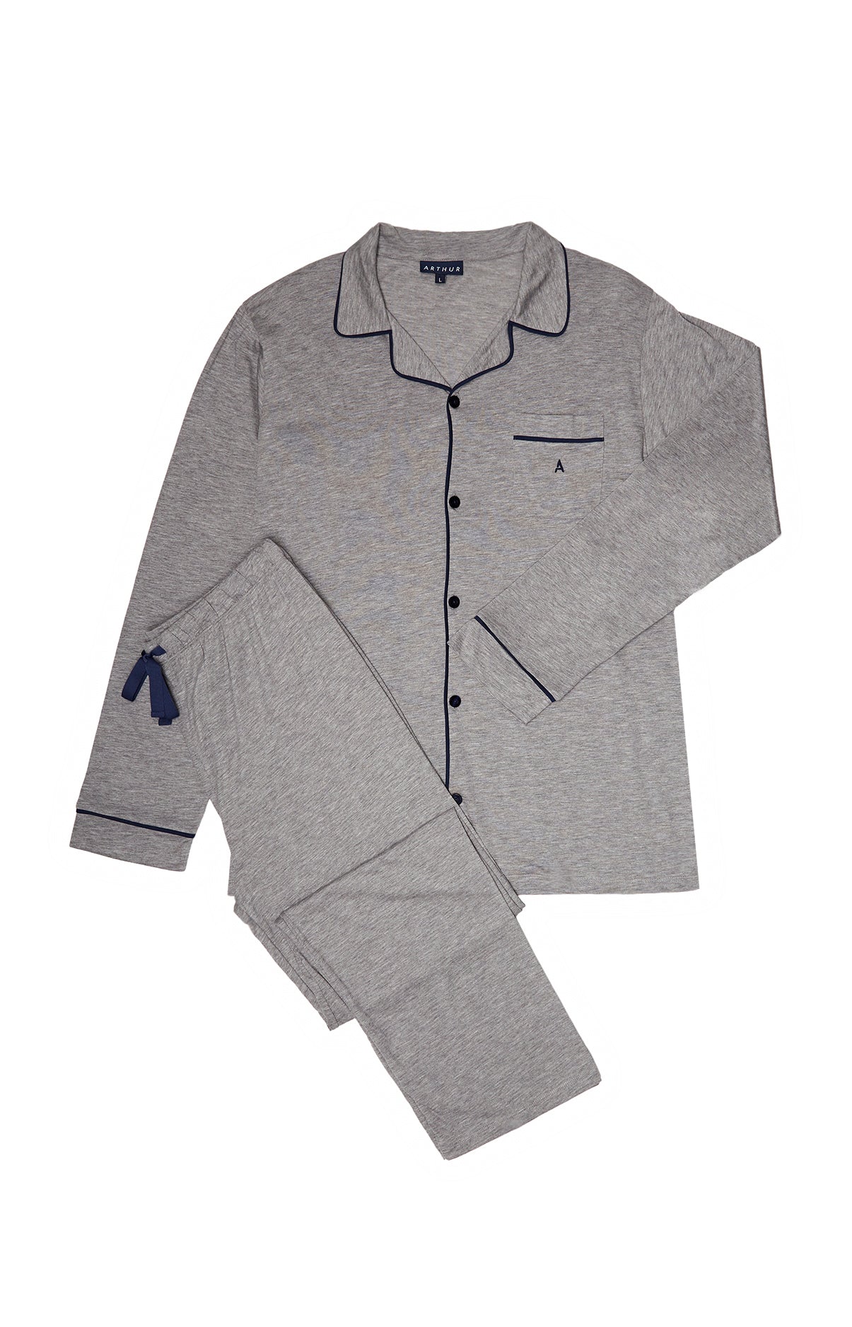 Pyjama long boutonné Homme Chiné Gris 3