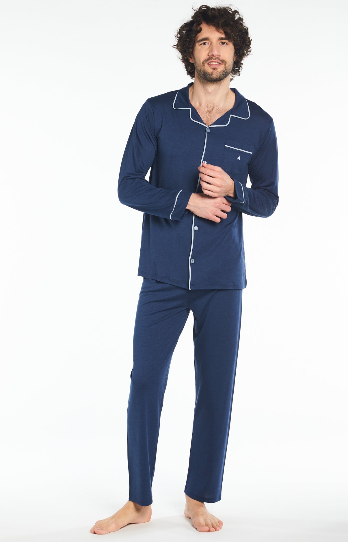 Pyjama long Homme Lyocell Marine 1