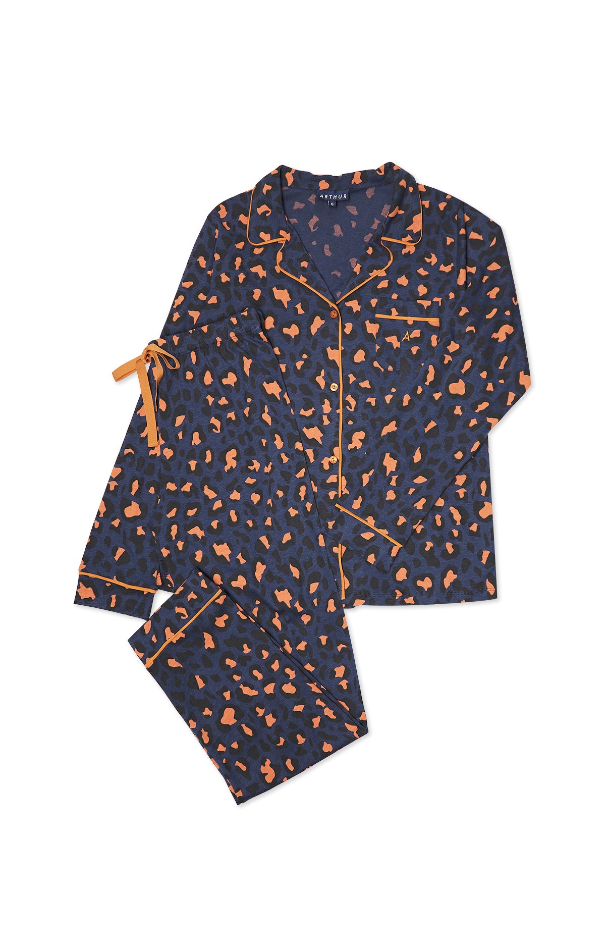 Pyjama long Femme Lyocell Leopard Marine 3