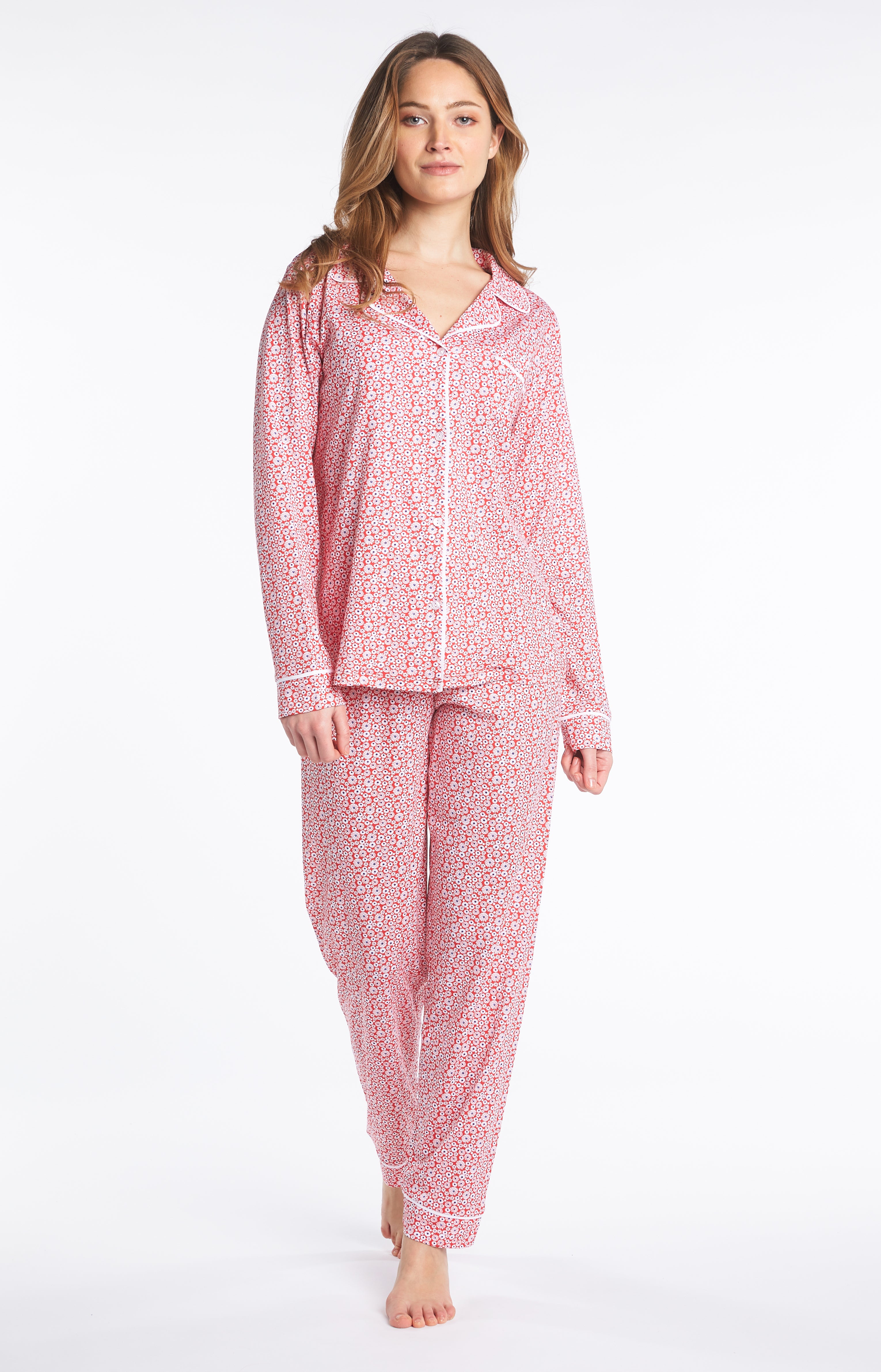 Pyjama long Femme Marguerite Rouge 4