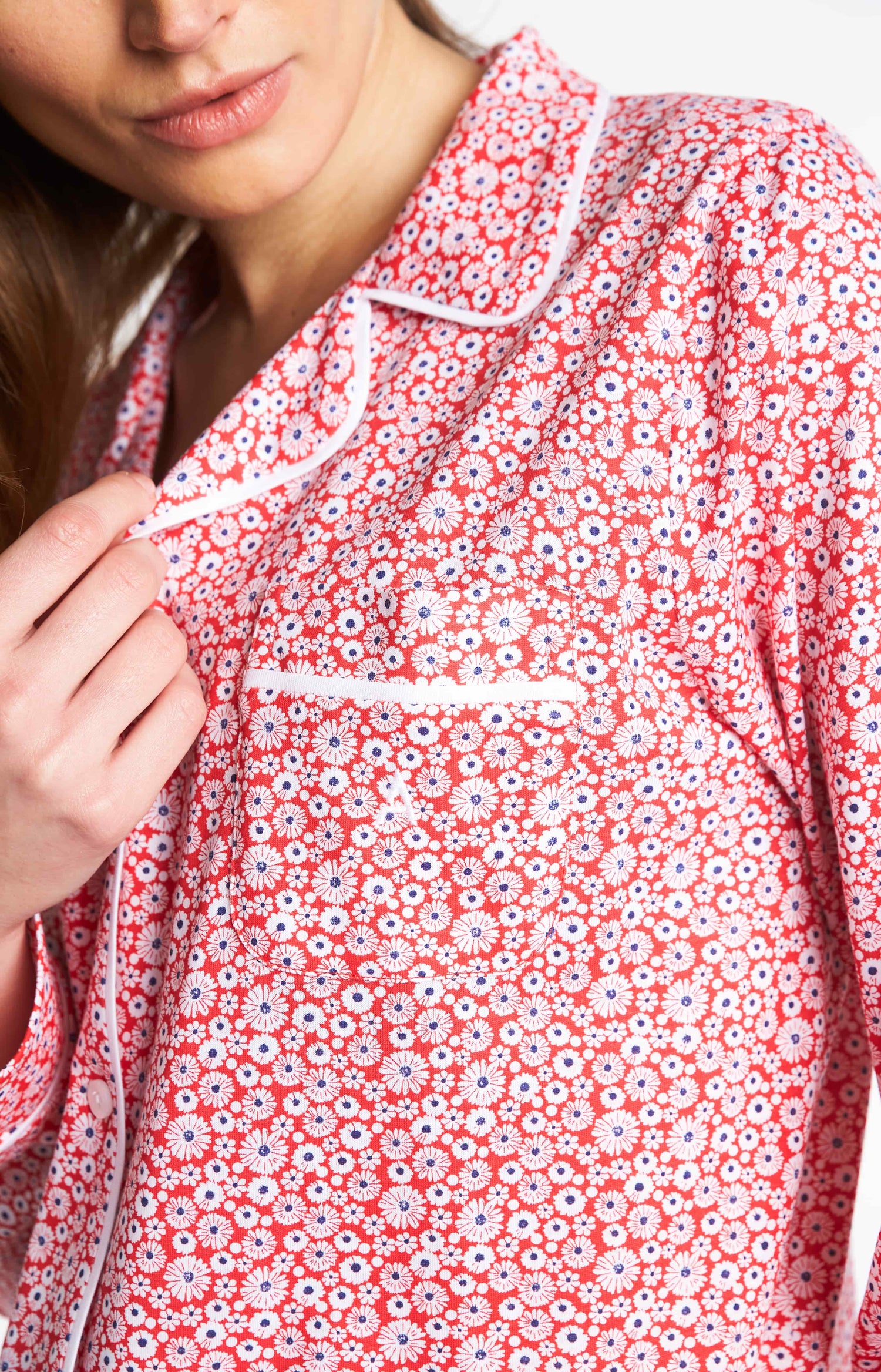 Pyjama long Femme Marguerite Rouge 2