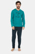 Pyjama long Homme Clock Marine et Vert 1