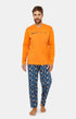 Pyjama long Homme Thé Lit Travail Marine et Orange 1