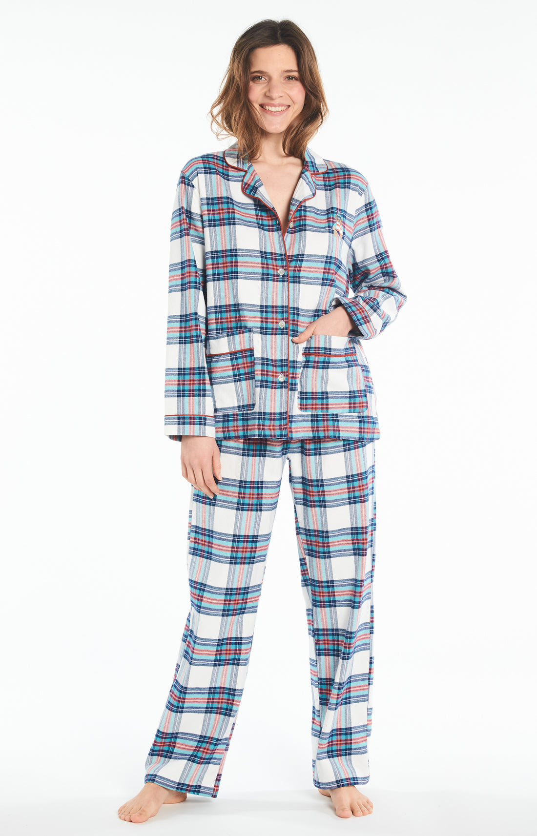Pyjama long Femme Logan Blanc et Ivoire 1