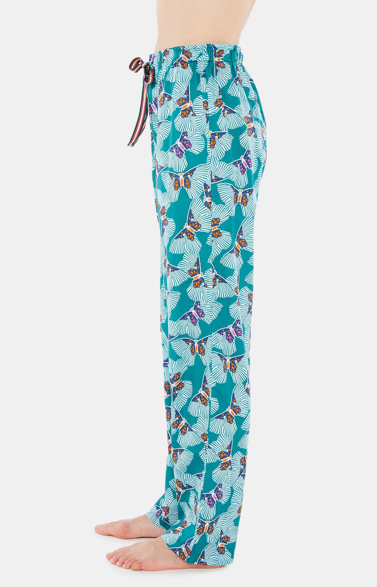 Pyjama long boutonné Femme Papillon Vert 6