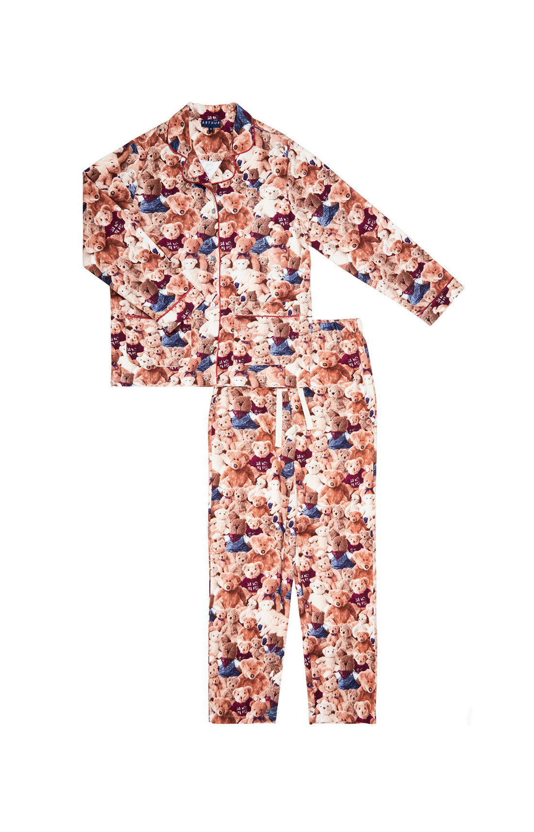 Pyjama long boutonné Femme Teddy Beige et Marron 3