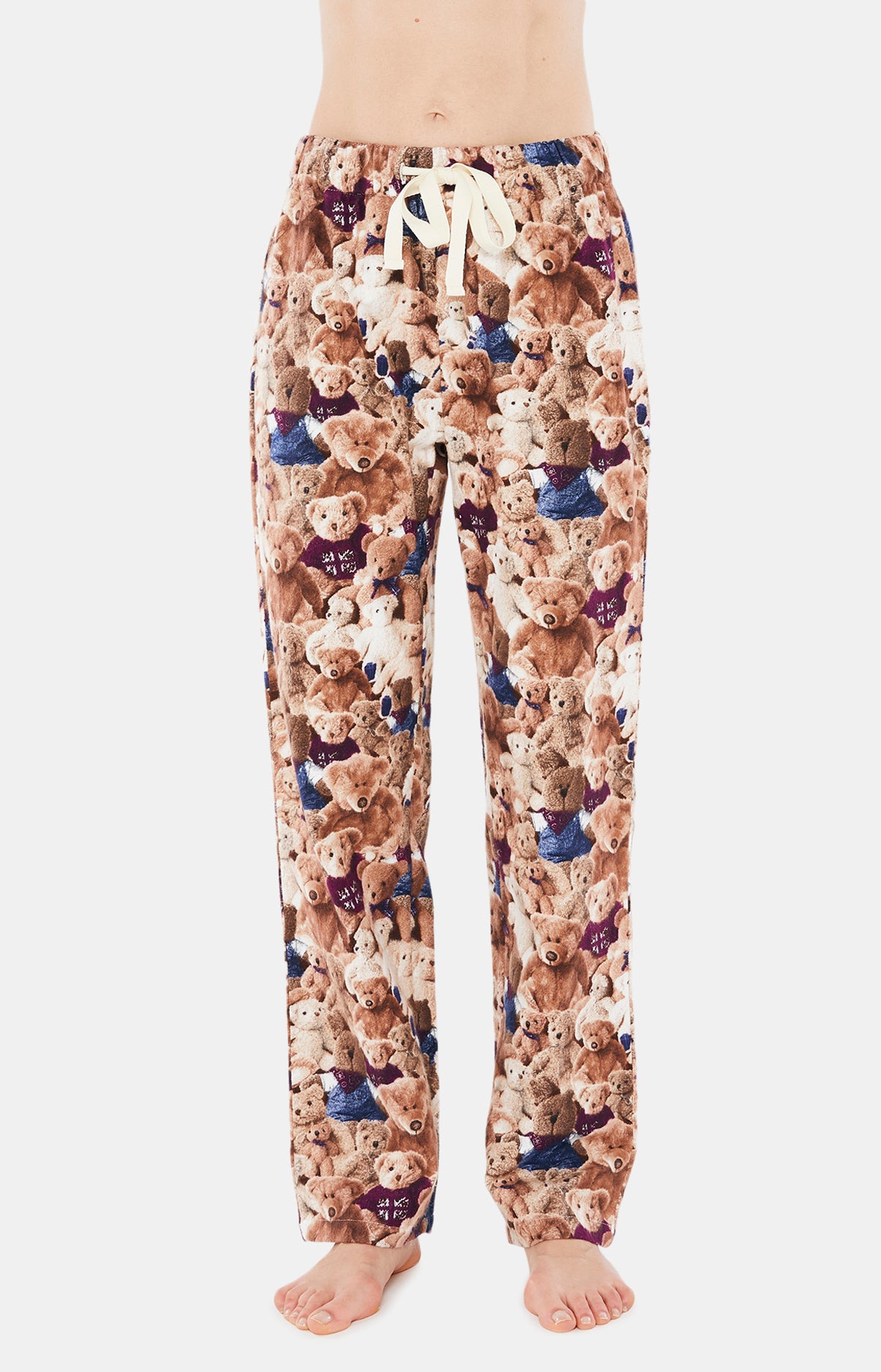 Pyjama long boutonné Femme Teddy Beige et Marron 5